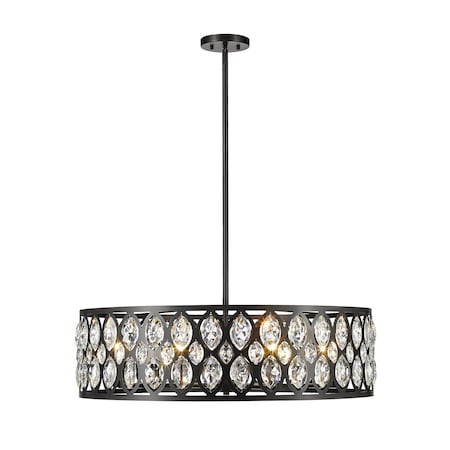 Z-Lite Dealey 8 Light Chandelier, Matte Black + Clear Crystal 6010-30MB